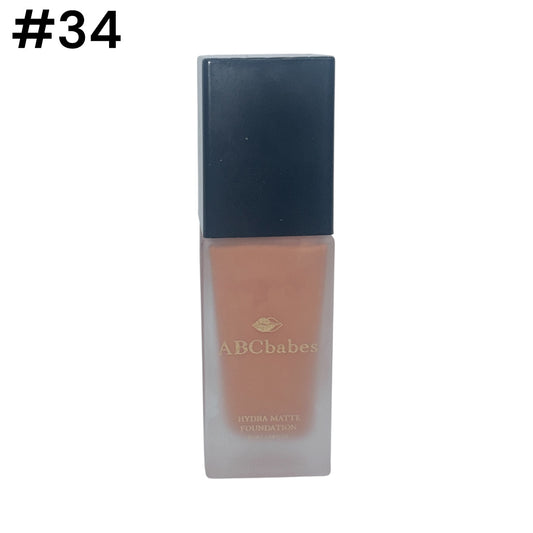 ABCbabes deep tan shade #34 with neutral undertones hydra matte foundation.