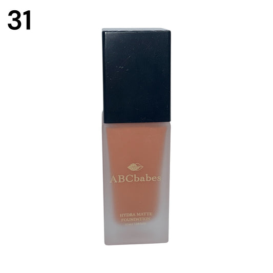 ABCbabes deep tan warm golden undertone shade 31 hydrating liquid foundation with matte finish.